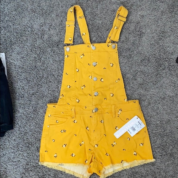 yellow overalls shorts